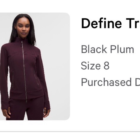Lululemon Define Jacket- Black Plum - Picture 5 of 5